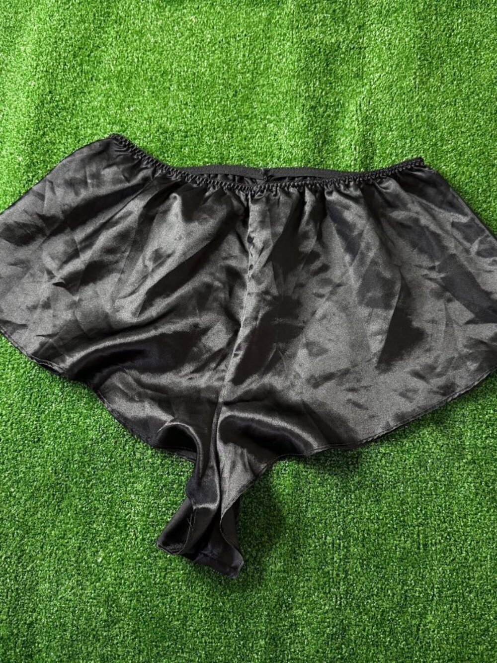 Unbranded High Waist Satin Black Pajama Lounge Shorts Size L Made in USA